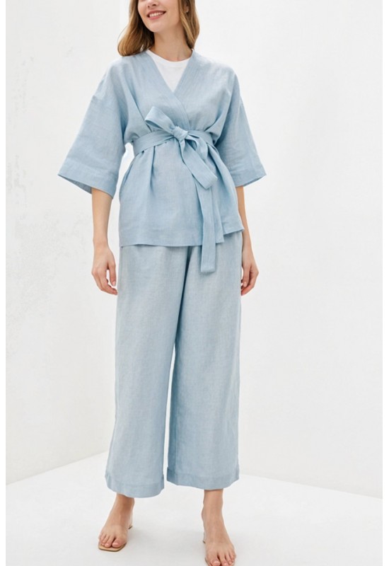 Linen wrap kimono jacket for women 