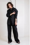 Oversized linen shirt women Collar Long sleeve