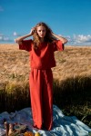 Linen top for women Loose crop blouse with sleeves