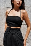 Linen tie back crop top Linen tank top Open back