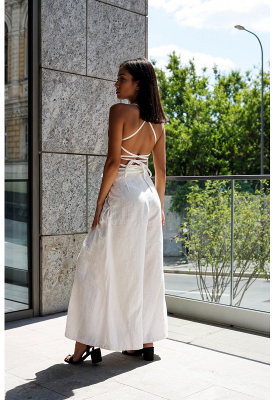Linen tie back crop top Linen tank top Open back