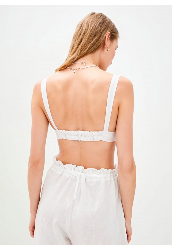 Sleeveless linen crop top Bralette 