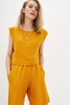 Linen crop top for women Boat neck Loose blouse