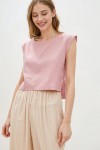 Linen crop top for women Boat neck Loose blouse