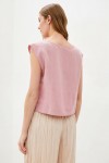 Linen crop top for women Boat neck Loose blouse