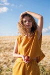Linen crop top for women Boat neck Loose blouse
