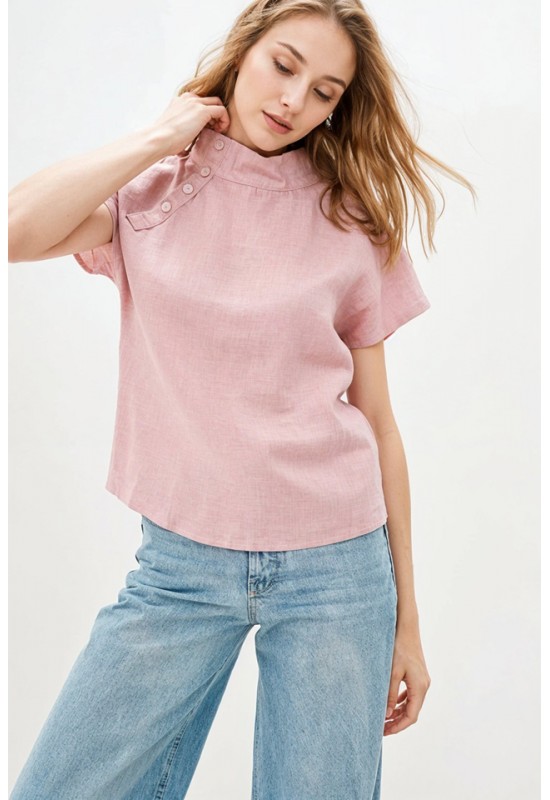 Linen loose top with buttons Women blouse