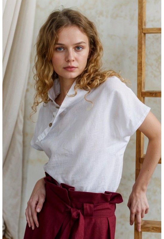 Linen loose top with buttons Women blouse