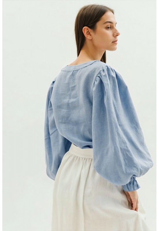 Linen Blouse with Puff Sleeves BETSY in various colors