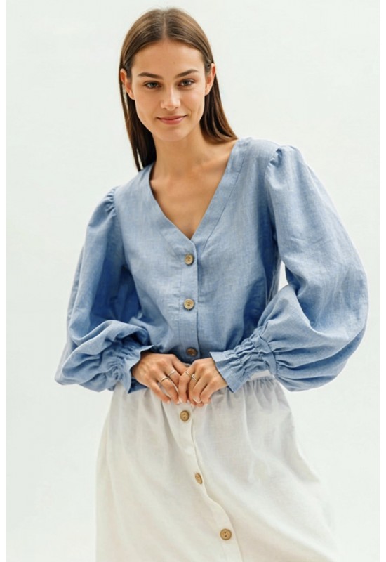 Linen Blouse with Puff Sleeves BETSY in various colors
