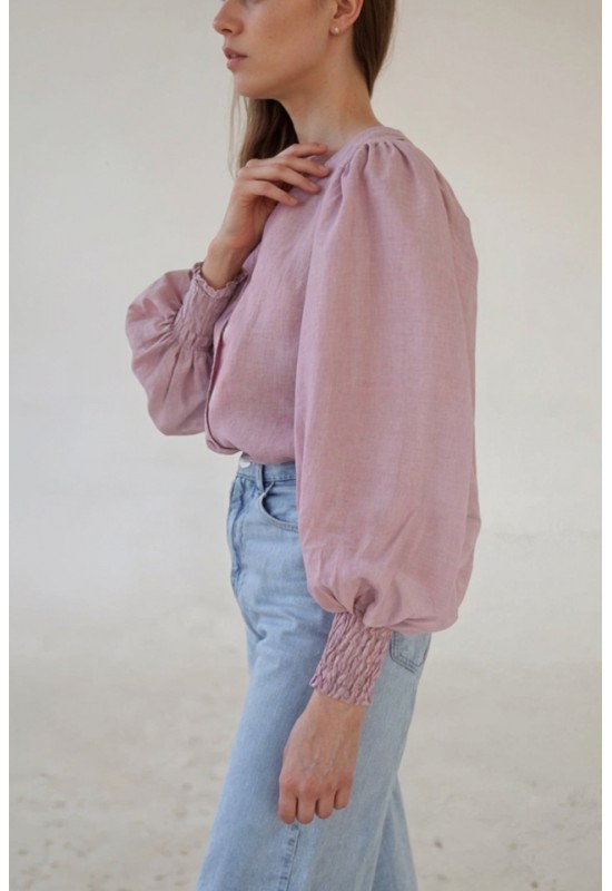 Linen Blouse with Puff Sleeves BETSY in various colors