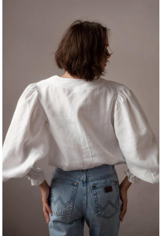 Linen Blouse with Puff Sleeves BETSY in various colors