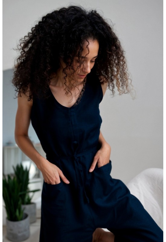 Linen Jumpsuit for Women: Culottes, Sleeveless
