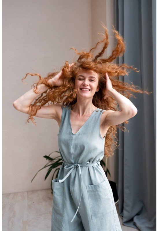 Linen Jumpsuit for Women: Culottes, Sleeveless