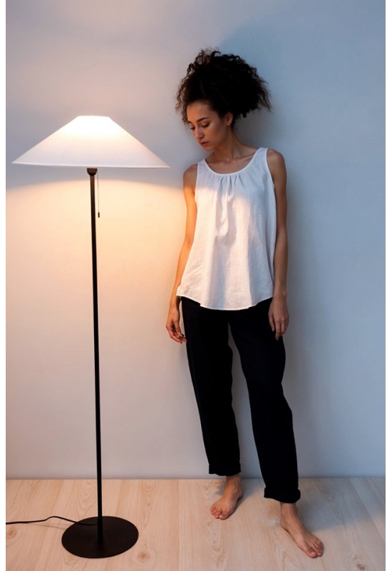 Stylish High Waist Linen Trousers with Elastic 