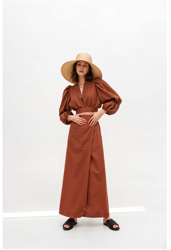Linen Maxi skirt for women | Wrap High waist skirt
