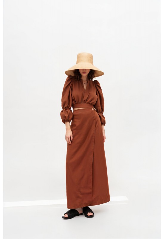 Linen Maxi skirt for women | Wrap High waist skirt