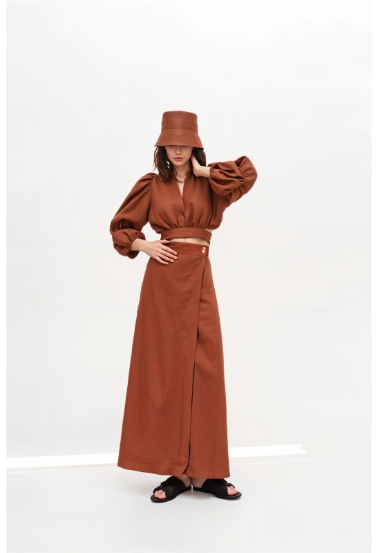 Linen Maxi skirt for women | Wrap High waist skirt