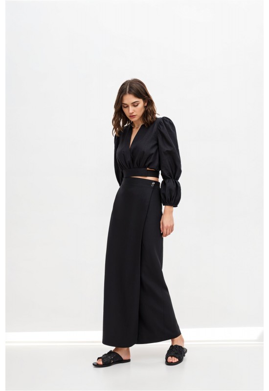 Linen Maxi skirt for women | Wrap High waist skirt