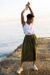Linen Skirt for Women | Elastic Waist Long Skirt 