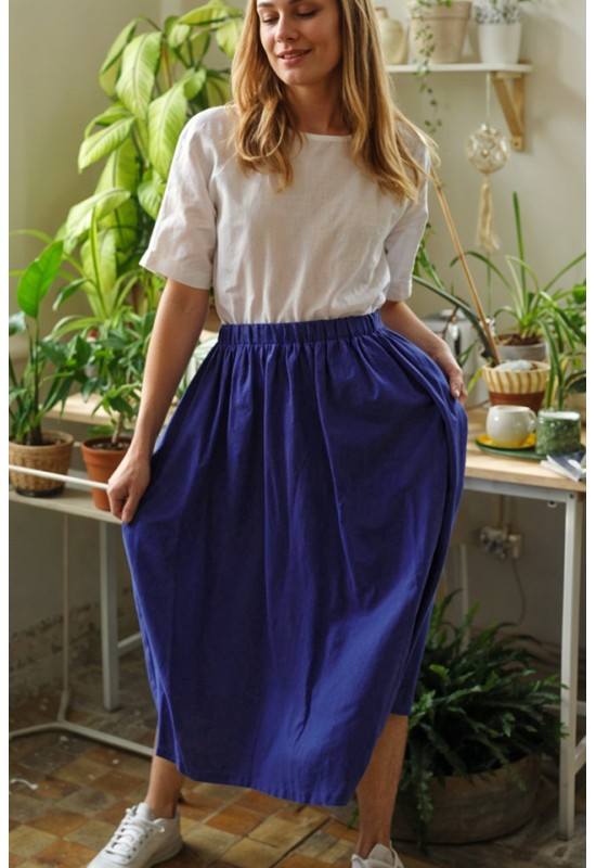 Linen Skirt for Women | Elastic Waist Long Skirt 