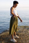 Linen Skirt for Women | Elastic Waist Long Skirt 