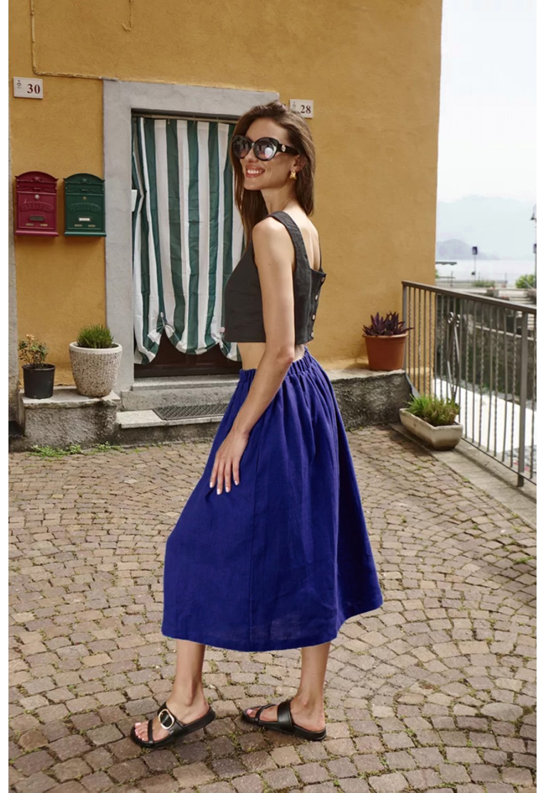Linen Skirt for Women - Elastic Waist Long Skirt