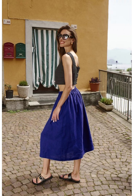 Linen Skirt for Women | Elastic Waist Long Skirt 
