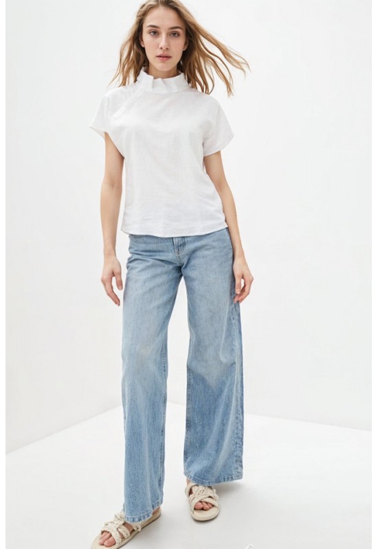 Linen loose top with buttons Women blouse