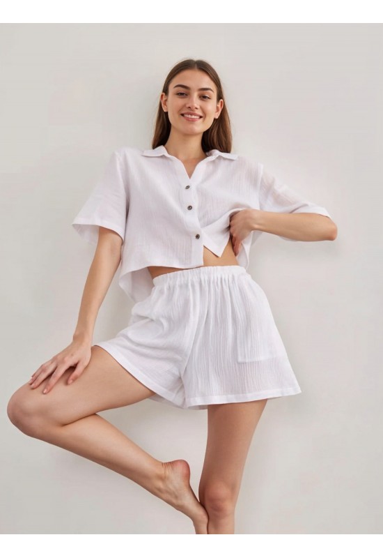 Gauze Muslin shorts | High waist Cotton shorts 