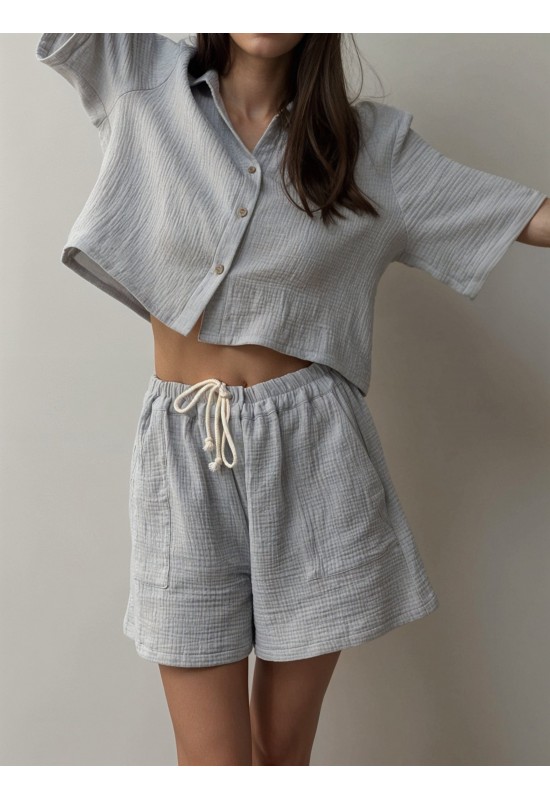 Gauze Muslin shorts | High waist Cotton shorts 