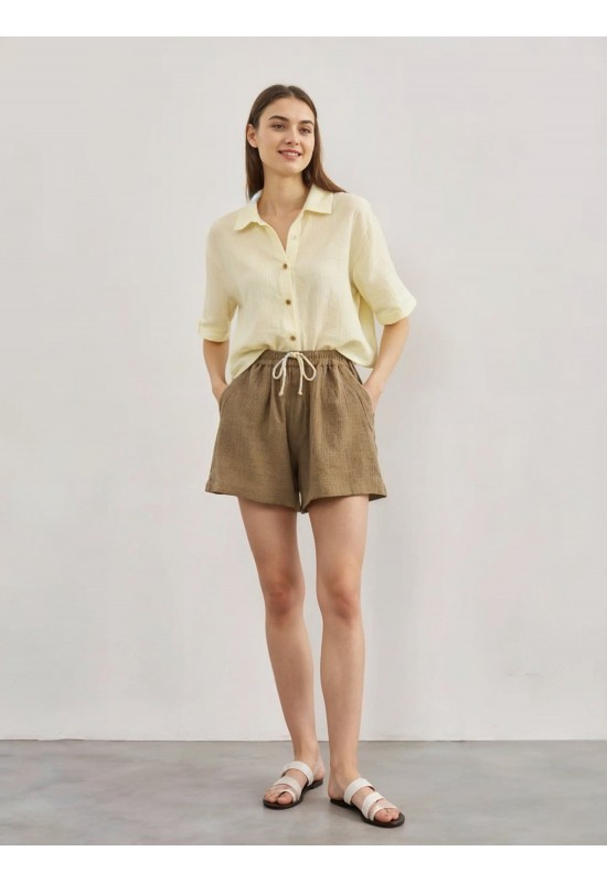 Gauze Muslin shorts | High waist Cotton shorts 