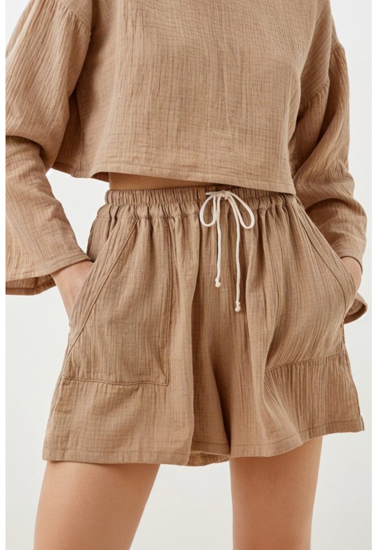 Gauze Muslin shorts | High waist Cotton shorts 