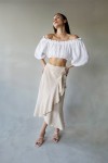 High-Waist Muslin Cotton Skirt with Ruffles