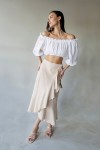 High-Waist Muslin Cotton Skirt with Ruffles