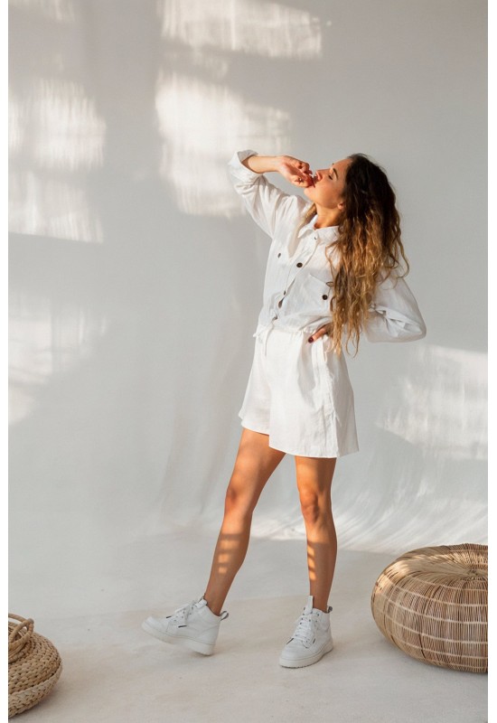 Linen jumpsuit women Loose romper shorts Overall