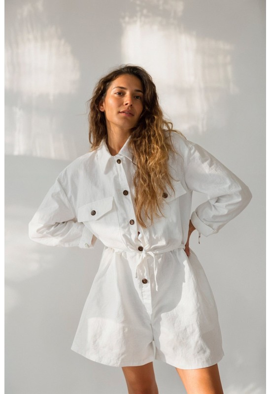 Linen jumpsuit women Loose romper shorts Overall