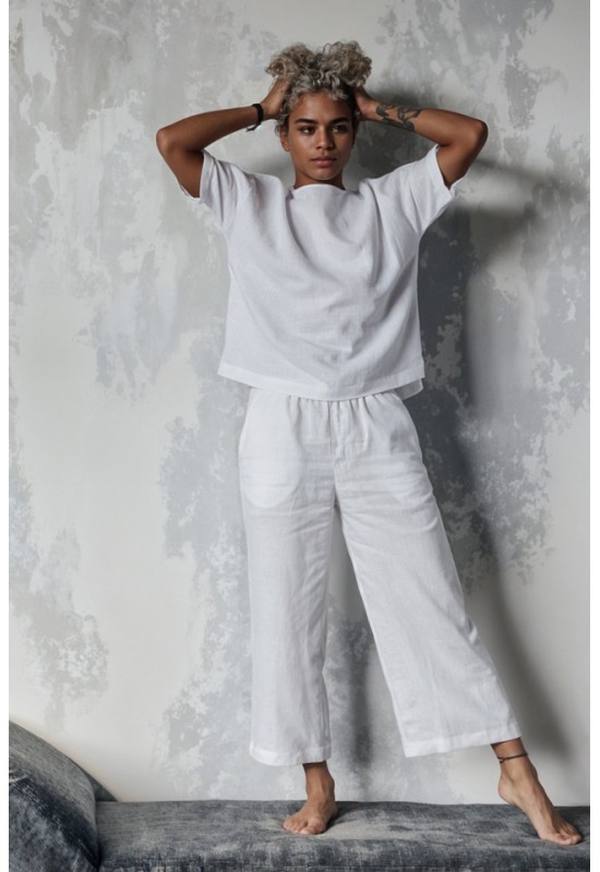 Loose Linen Pants - Wide Leg Trousers - Culottes
