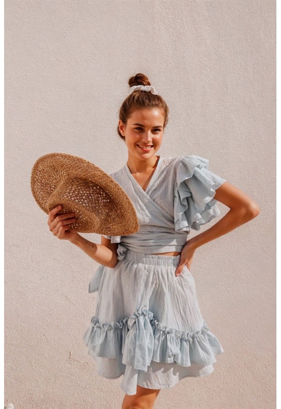 Muslin skirt with ruffles Cotton gauze fabric