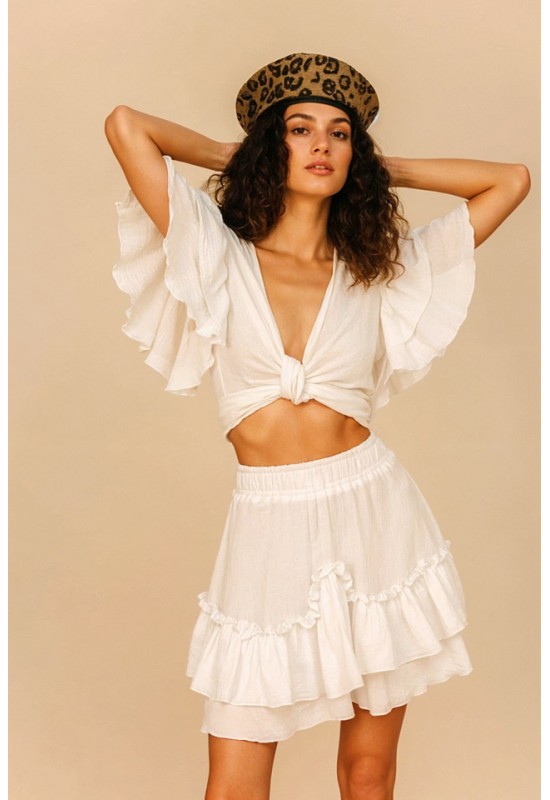 Muslin skirt with ruffles Cotton gauze fabric