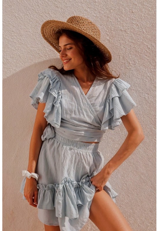 Muslin skirt with ruffles Cotton gauze fabric