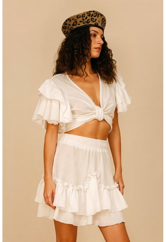 Muslin skirt with ruffles Cotton gauze fabric