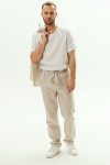 Drawstring Men's Linen Pants with Elastic Waist 