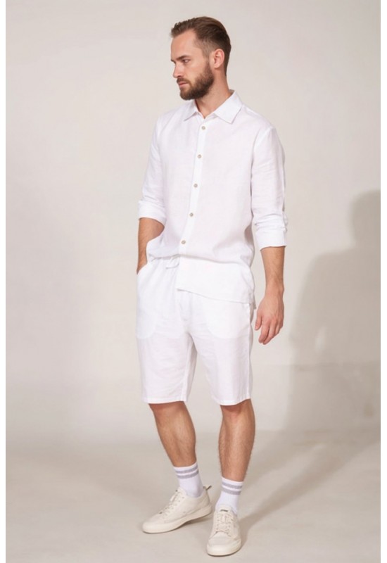 Drawstring Men's Linen shorts with Elastic Waist