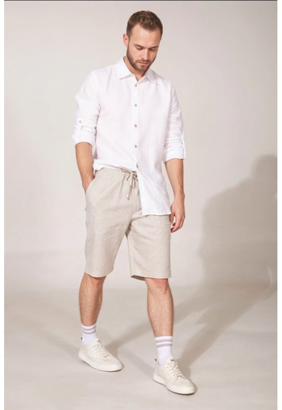 Drawstring Men's Linen shorts with Elastic Waist