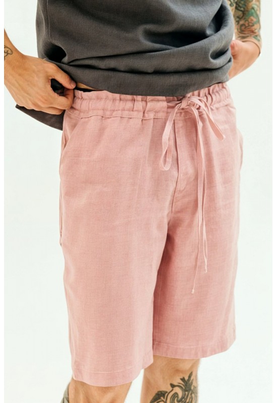 Drawstring Men's Linen shorts with Elastic Waist