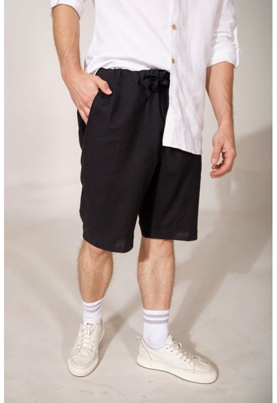 Drawstring Men's Linen shorts with Elastic Waist
