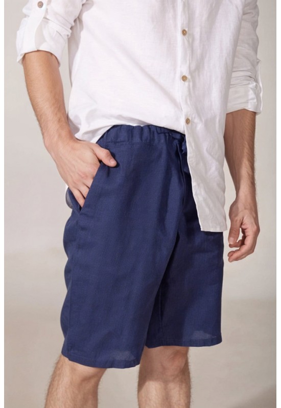 Drawstring Men's Linen shorts with Elastic Waist