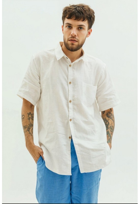 Linen Shirt for Men | Short Sleeve Button-Up