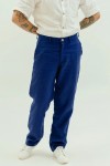 Men's Loose Fit Linen Pants with Button Closure